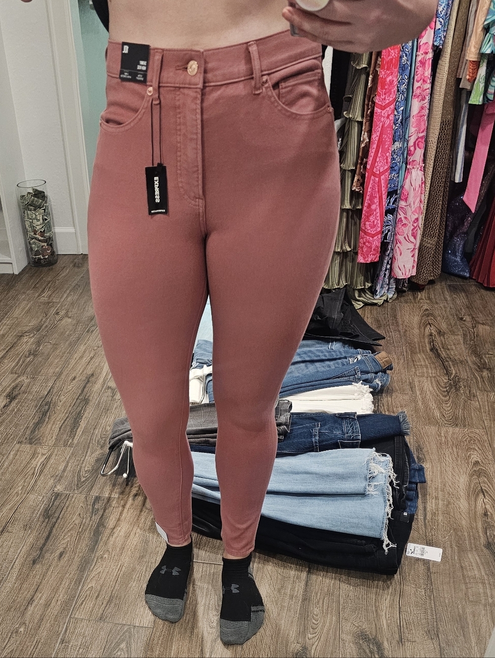 Express Women's Rose Pink High-Waist Jeggings In 10Long